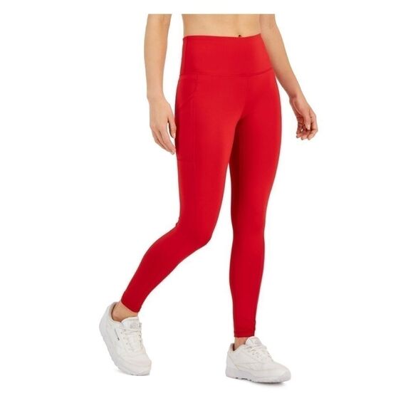 ID Ideology Women's Compression High-Waist
Side-Pocket 7/8 Length Leggings, Red - Picture 3 of 10